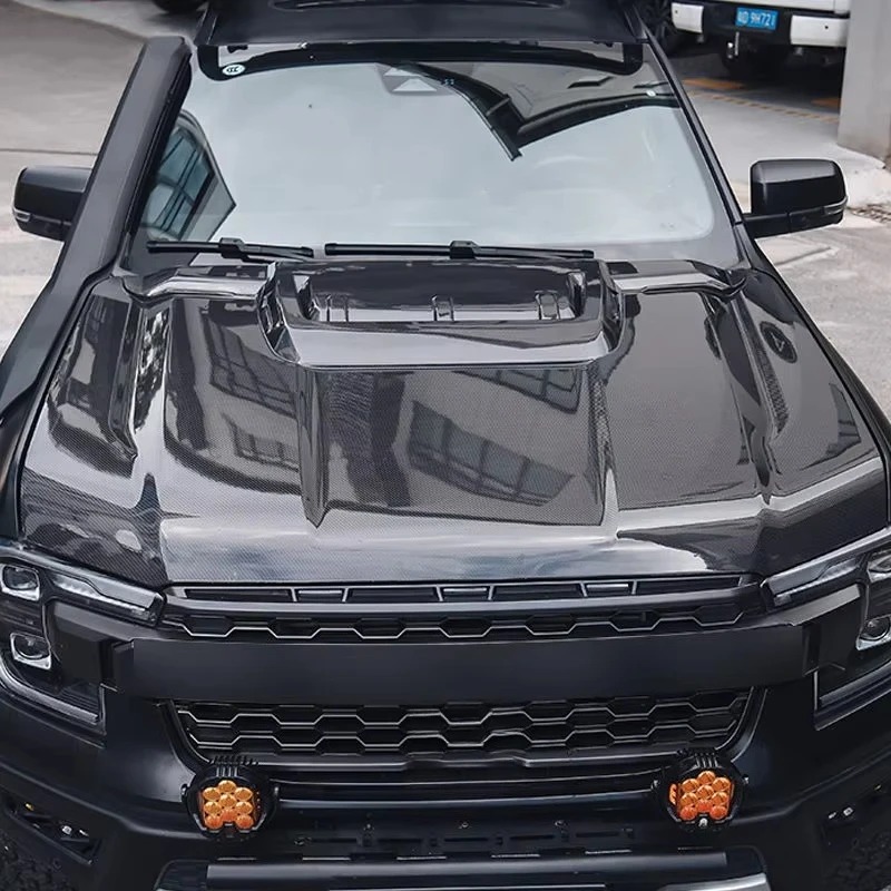 For  Ranger Raptor 2023-2025 Modified Carbon Fiber Engine Cover Bonnet Hood Body Kit Car Accessories